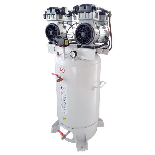 Compresor de aire odontologico vertical para 2 unidades con eyector